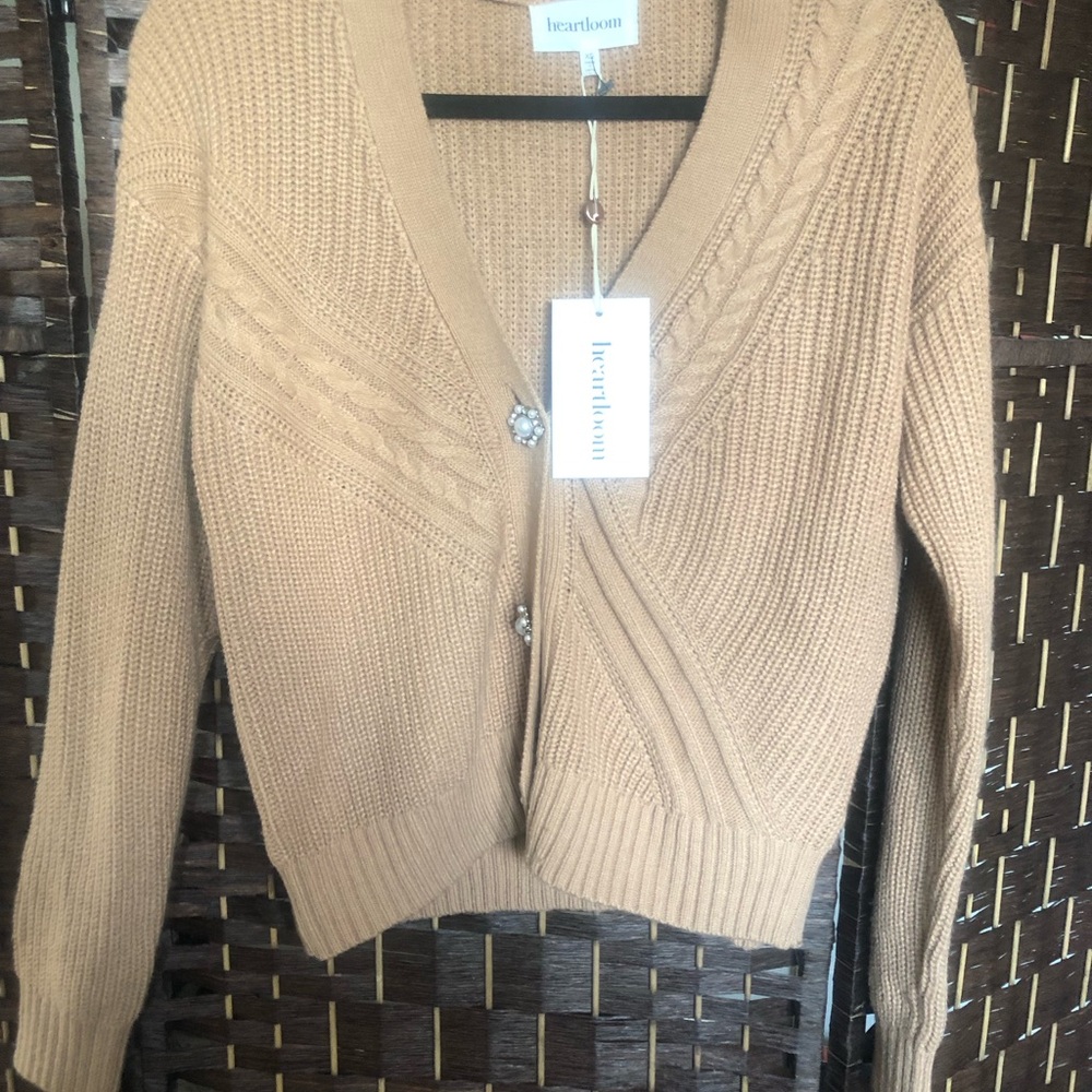 Heartloom Women's Beige Cable Knit Cardigan